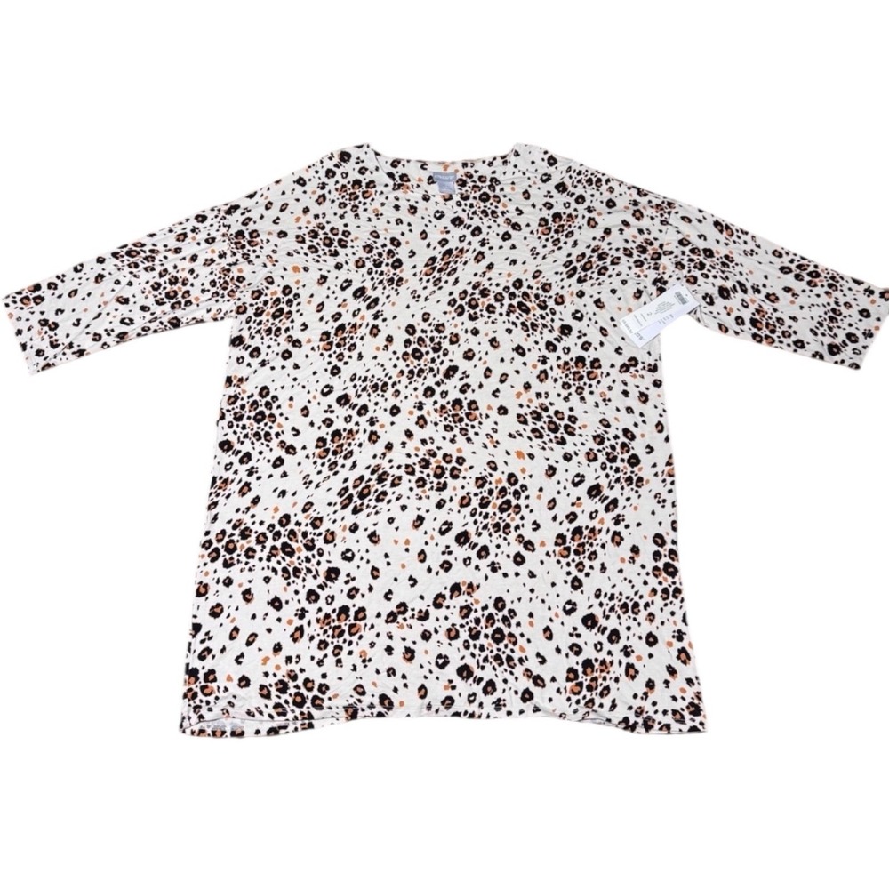 Chico's Sz 2 Leopard Print Top 3/4 Sleeve NWT Womens
